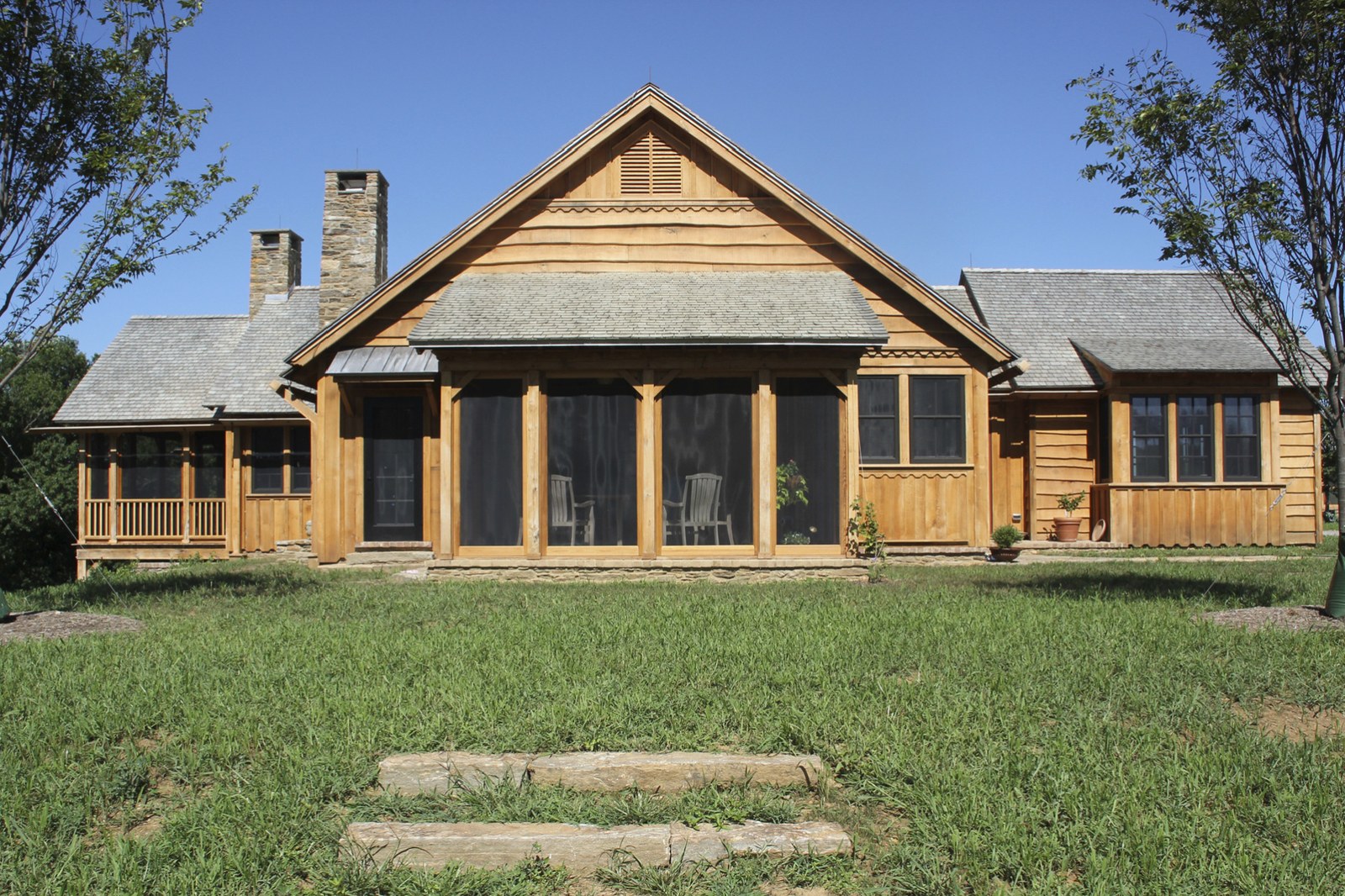 Tongue-and-groove cedar walls on a lodge — photo courtesy of the Cedar Shake & Shingle Bureau