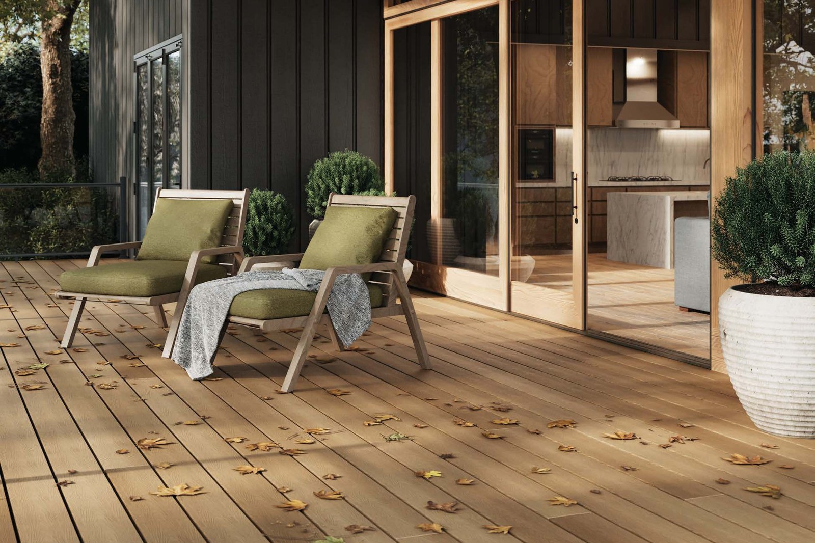 Fiberon mid-tier decking in warm tones — product photography courtesy of Fiberon