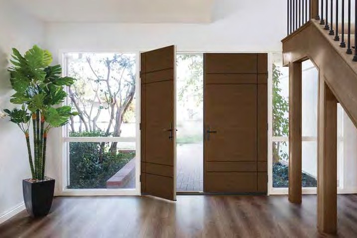 Therma-Tru woodgrain fiberglass double doors — product photography courtesy of Therma-Tru
