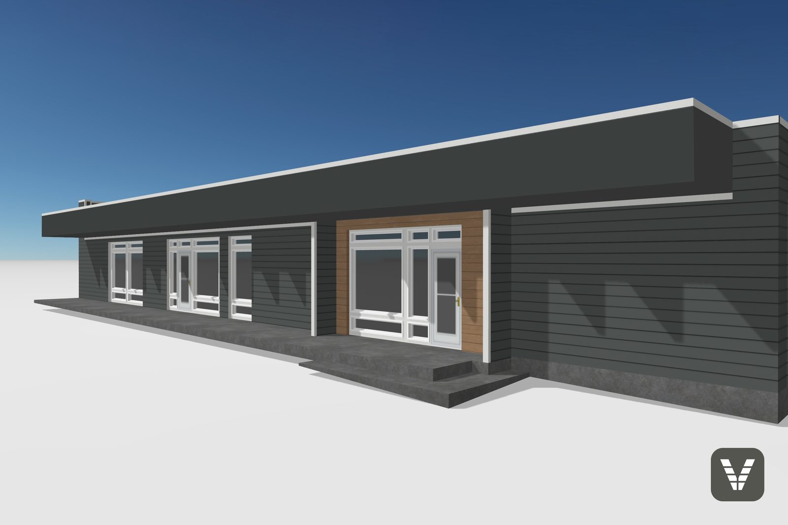 The same building measured and modeled in Hover 3D — how we scope, permit, and schedule before a board comes off