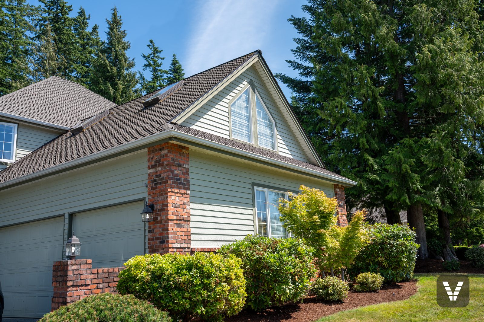 Front gable corner before the re-side — before, Anacortes, WA