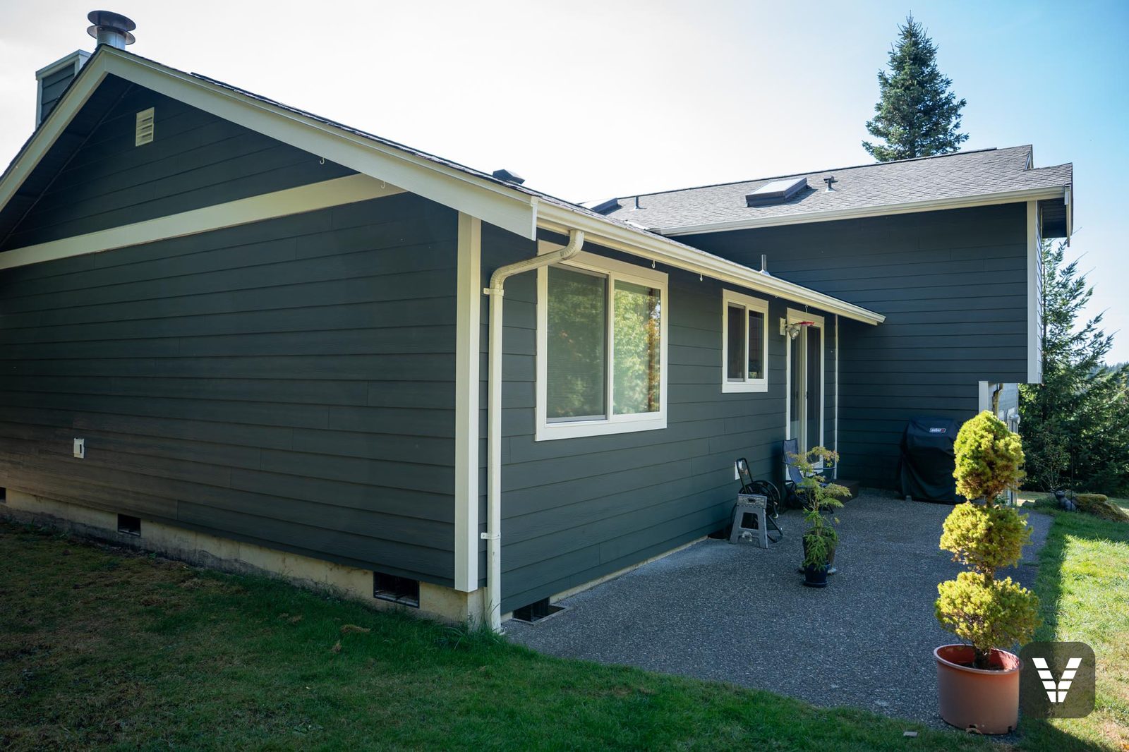 Rear patio with new sliders set into Iron Gray lap