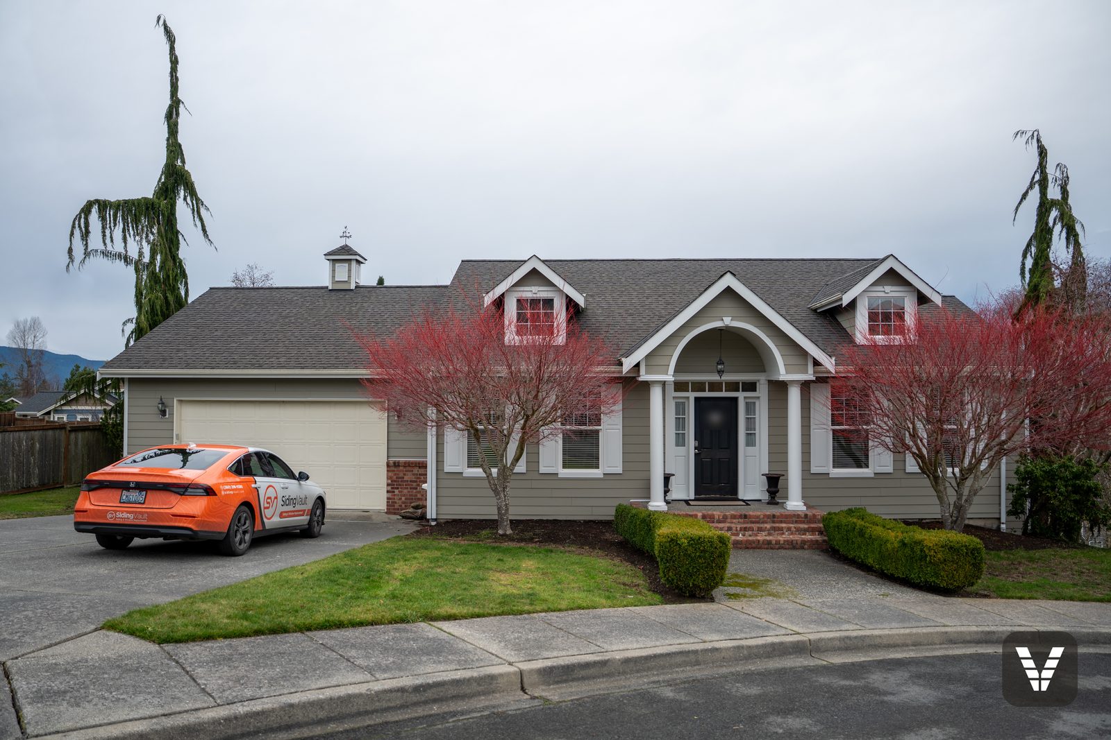 The finished view — front elevation — Siding & Window Vault project in Anacortes, WA